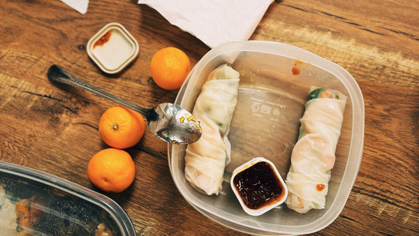 Shrimp Spring Rolls w/Rosemary Apricot Sriracha Sauce – RedCamper Picnic Supply