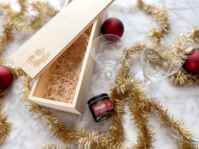 Gift Set - Squirrel Stash Box - Vintage glasses + Cocktail Cherries